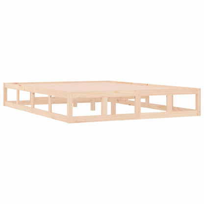 Bed Frame | Natural Wood | Solid Pine Wood, Plywood | Double | Durable