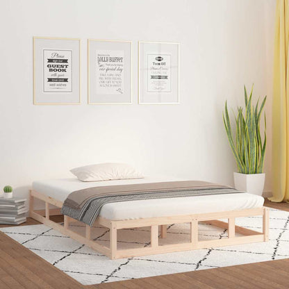 Bed Frame | Natural Wood | Solid Pine Wood, Plywood | Double | Durable