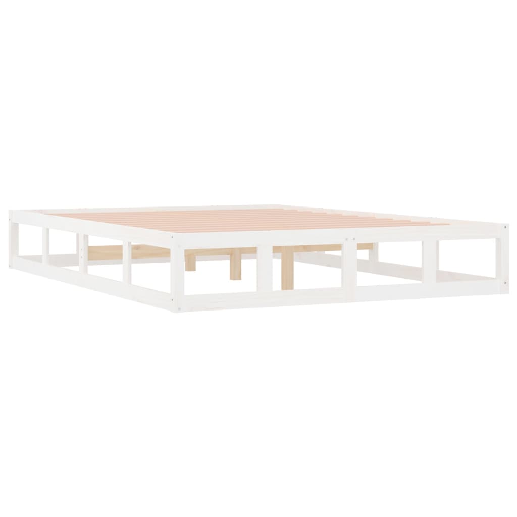Bed Frame | White | Solid pine wood, plywood slats | 140x190 cm | Durable