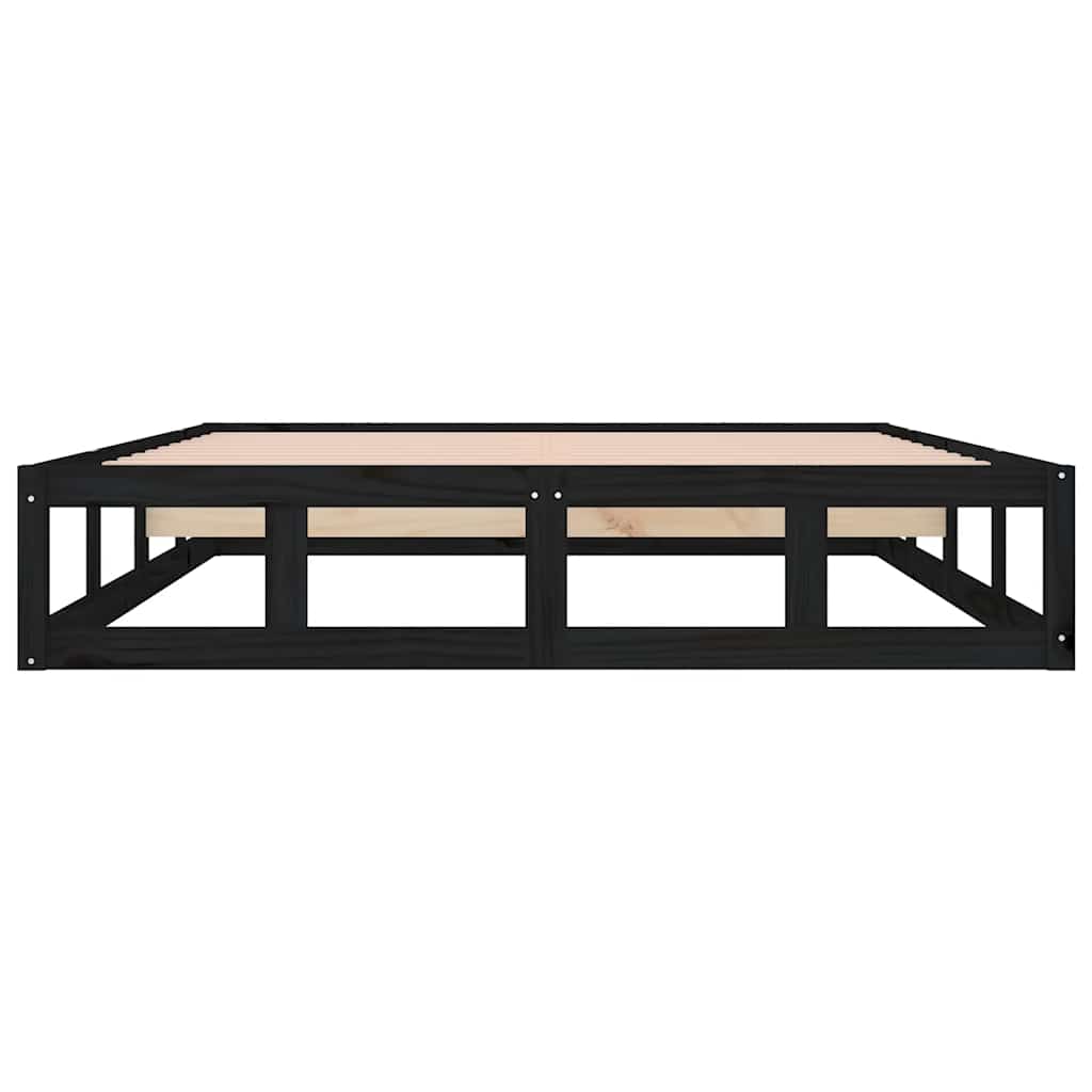 Bed Frame without Mattress Black 140x190 cm Solid Wood