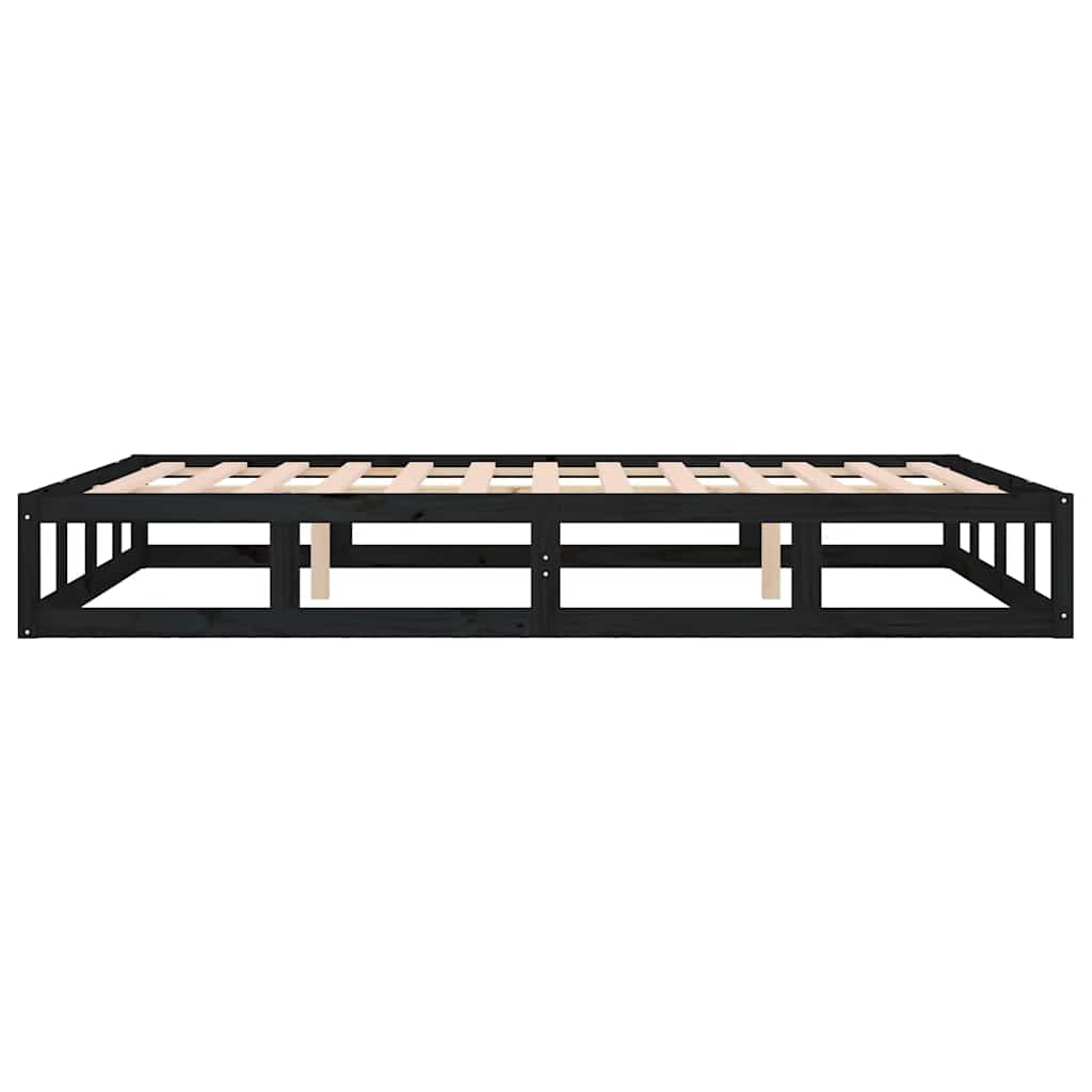 Bed Frame without Mattress Black 140x190 cm Solid Wood