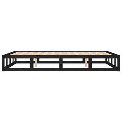 Bed Frame without Mattress Black 140x190 cm Solid Wood