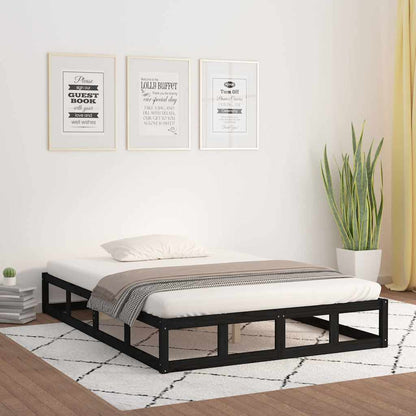 Bed Frame without Mattress Black 140x190 cm Solid Wood