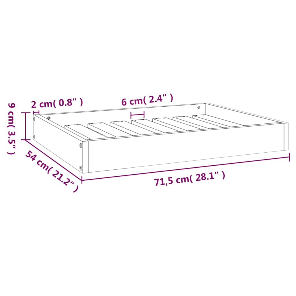 Dog Bed Black 71.5x54x9 cm Solid Wood Pine