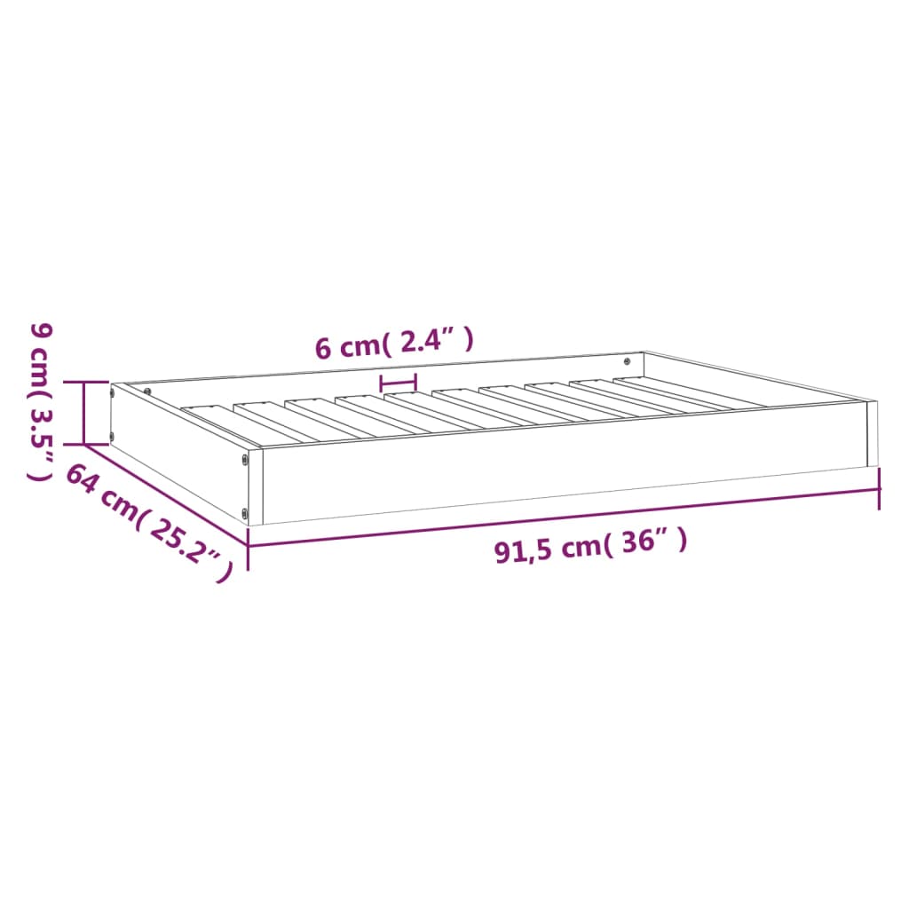 Dog Bed Black 91,5x64x9 cm Solid Wood Pine