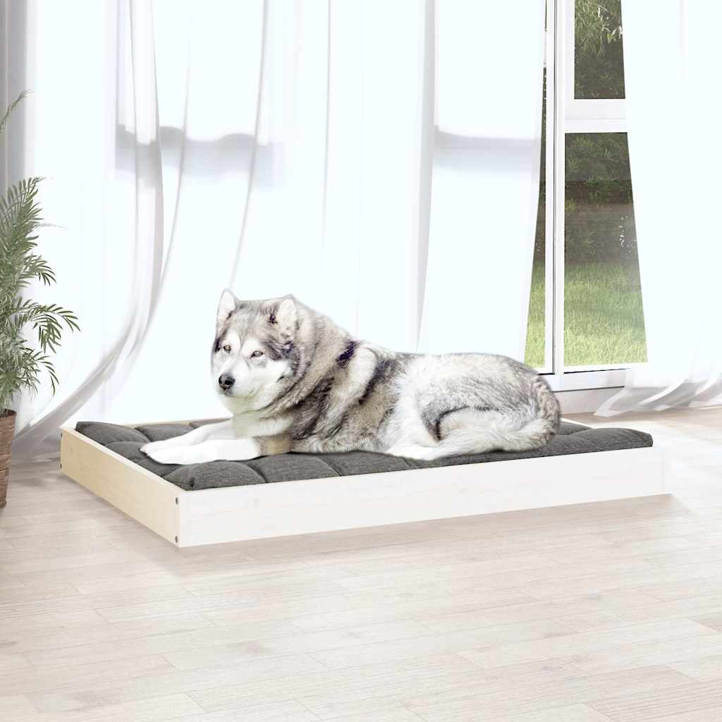Dog Bed Medium Solid pine wood White