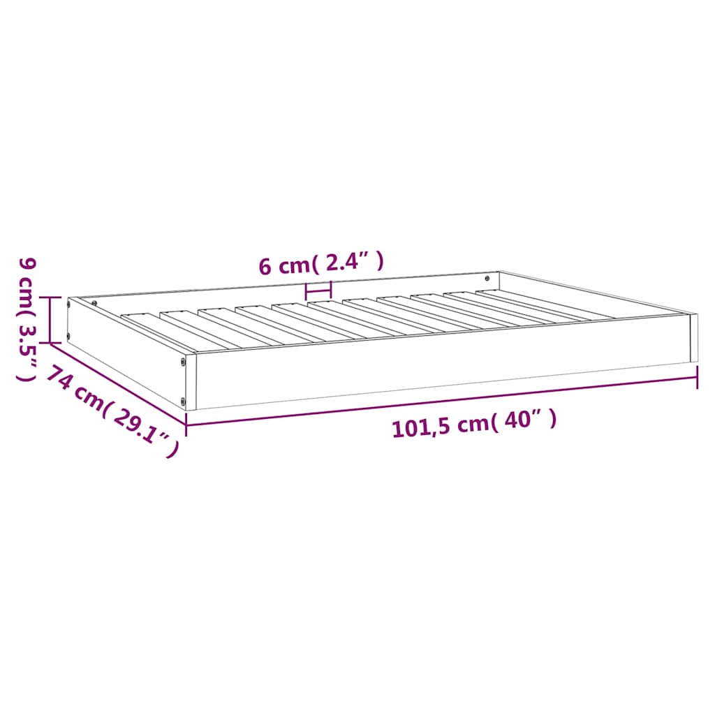 Dog Bed Medium Solid pine wood White