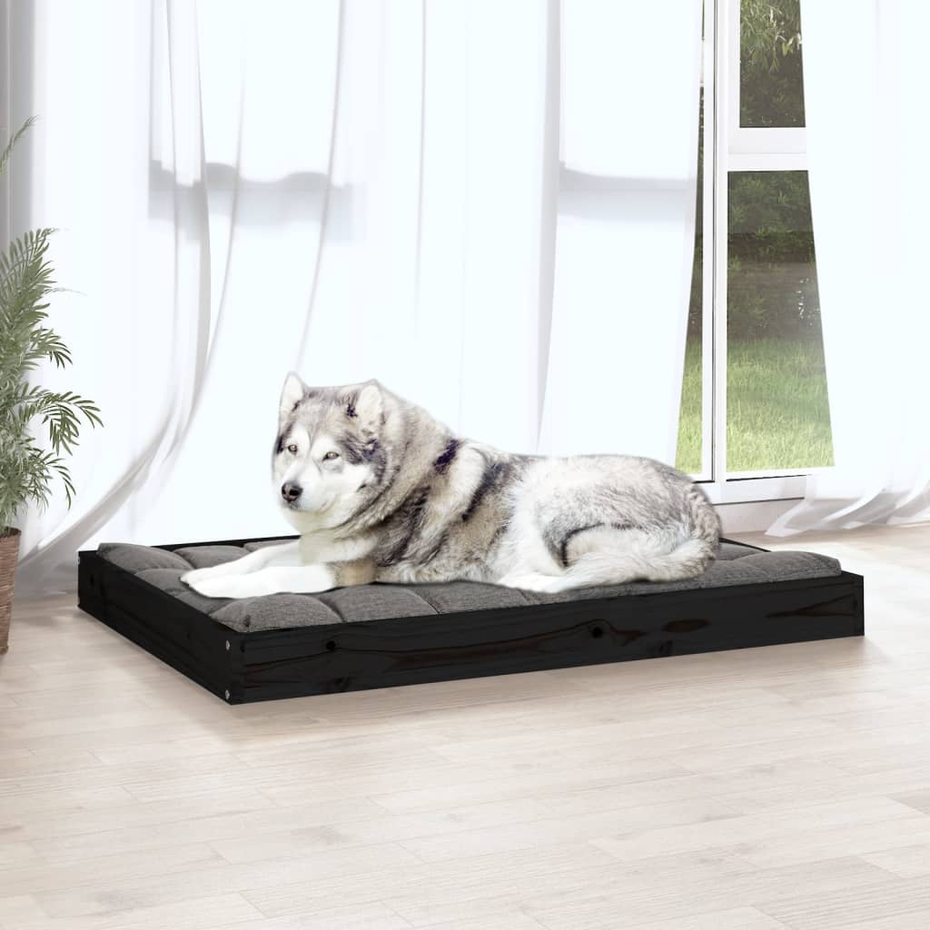 Dog Bed Black 101.5x74x9 cm Solid Wood Pine