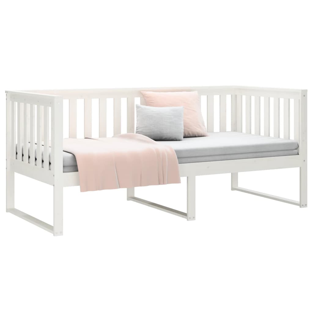 Day Bed without Mattress White 90x190 cm Single Solid Wood Pine