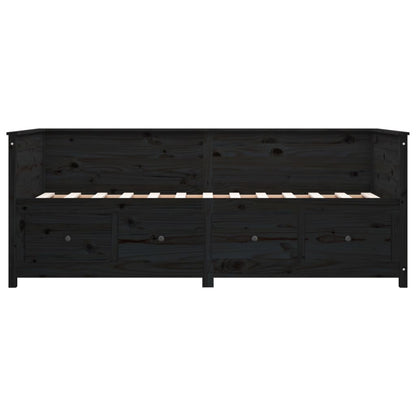 Day Bed without Mattress Black 90x200 cm Solid Wood Pine