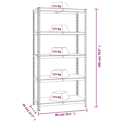 5-Layer Heavy-duty Shelf Grey Steel&Engineered Wood