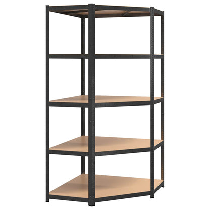 5-Layer Heavy-duty Corner Shelf Grey Steel&Engineered Wood