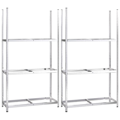 3-Layer Tire Racks 2 pcs Silver 110x40x200 cm Steel