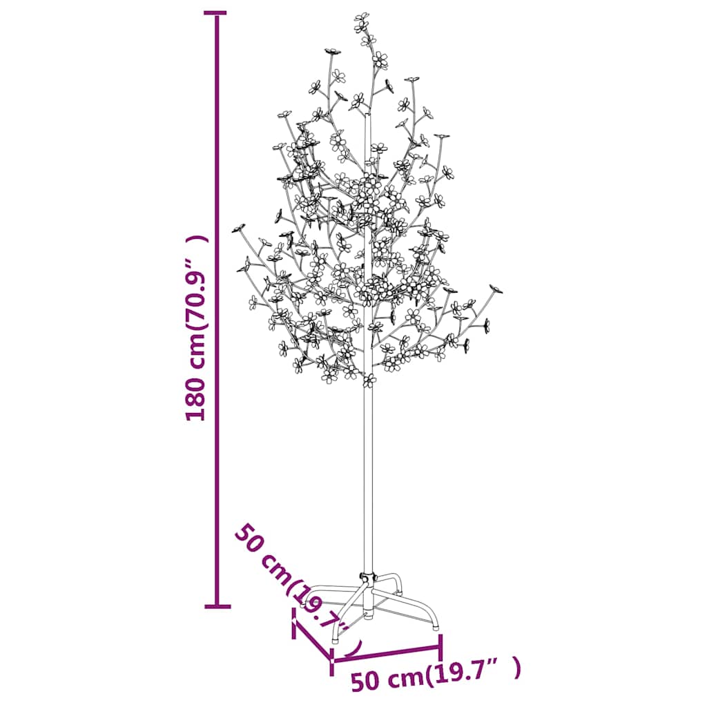 345132 vidaXL Cherry Blossom LED Tree Warm White 200 LEDs 180 cm