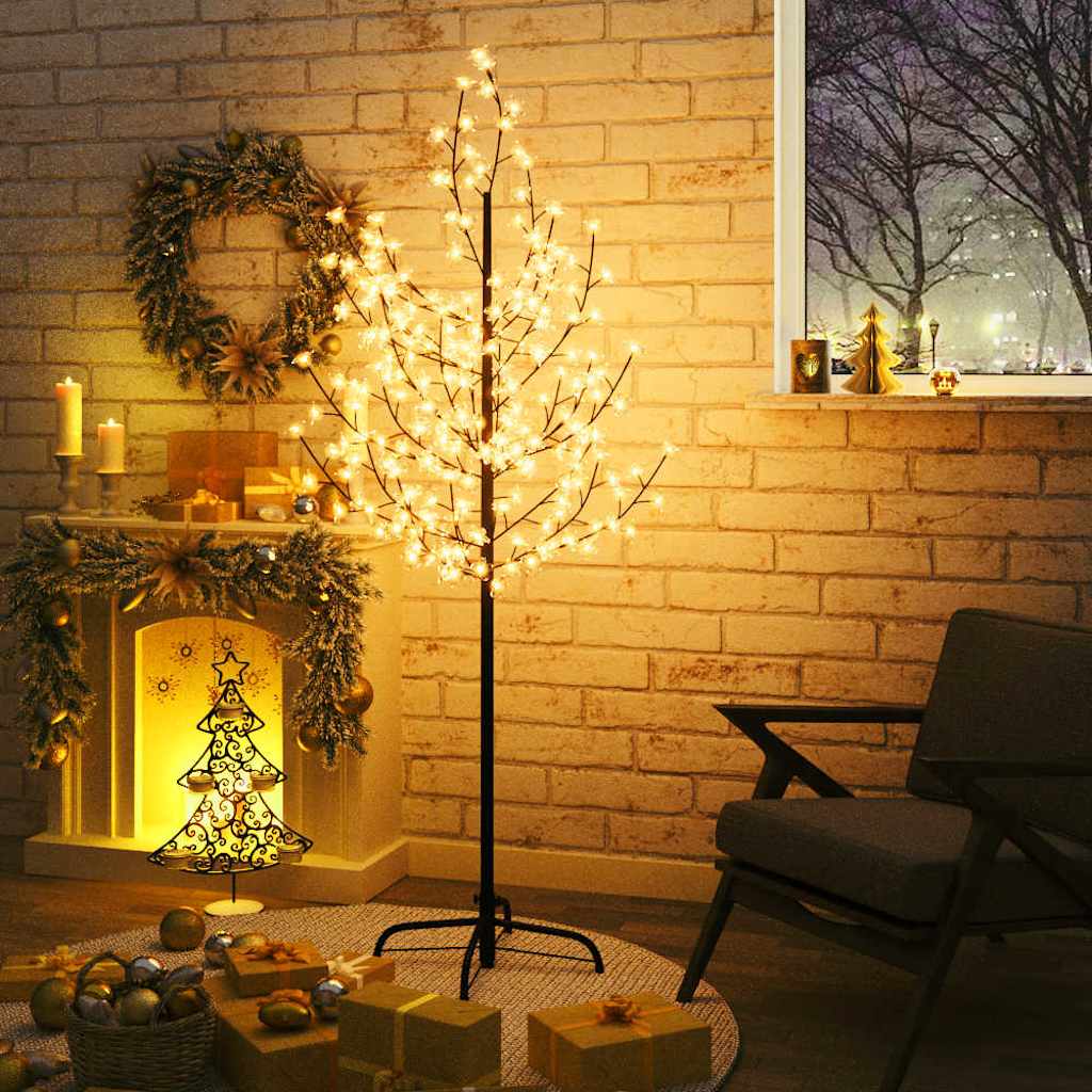 345132 vidaXL Cherry Blossom LED Tree Warm White 200 LEDs 180 cm
