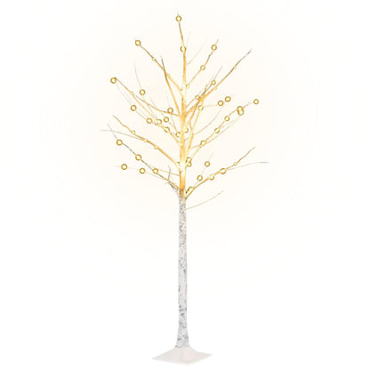 345144 vidaXL LED White Birch Tree Warm White 96 LEDs 180 cm
