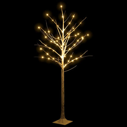 345144 vidaXL LED White Birch Tree Warm White 96 LEDs 180 cm