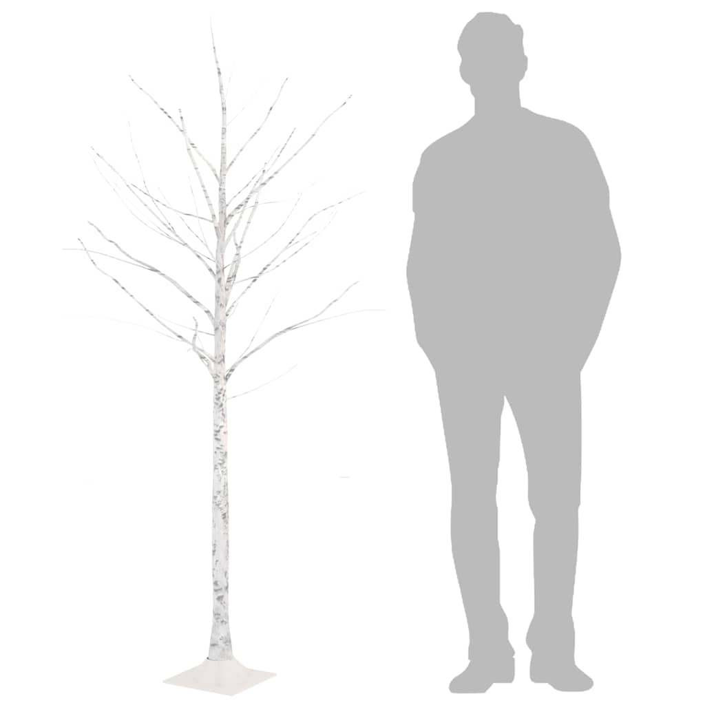 345144 vidaXL LED White Birch Tree Warm White 96 LEDs 180 cm
