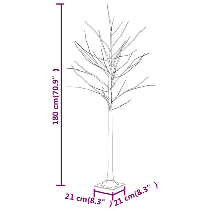 345144 vidaXL LED White Birch Tree Warm White 96 LEDs 180 cm