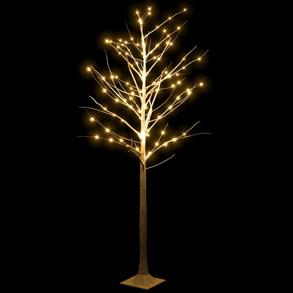 345145 vidaXL LED White Birch Tree Warm White 128 LEDs 220 cm