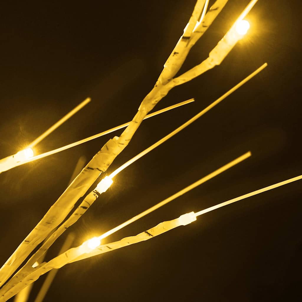 345145 vidaXL LED White Birch Tree Warm White 128 LEDs 220 cm
