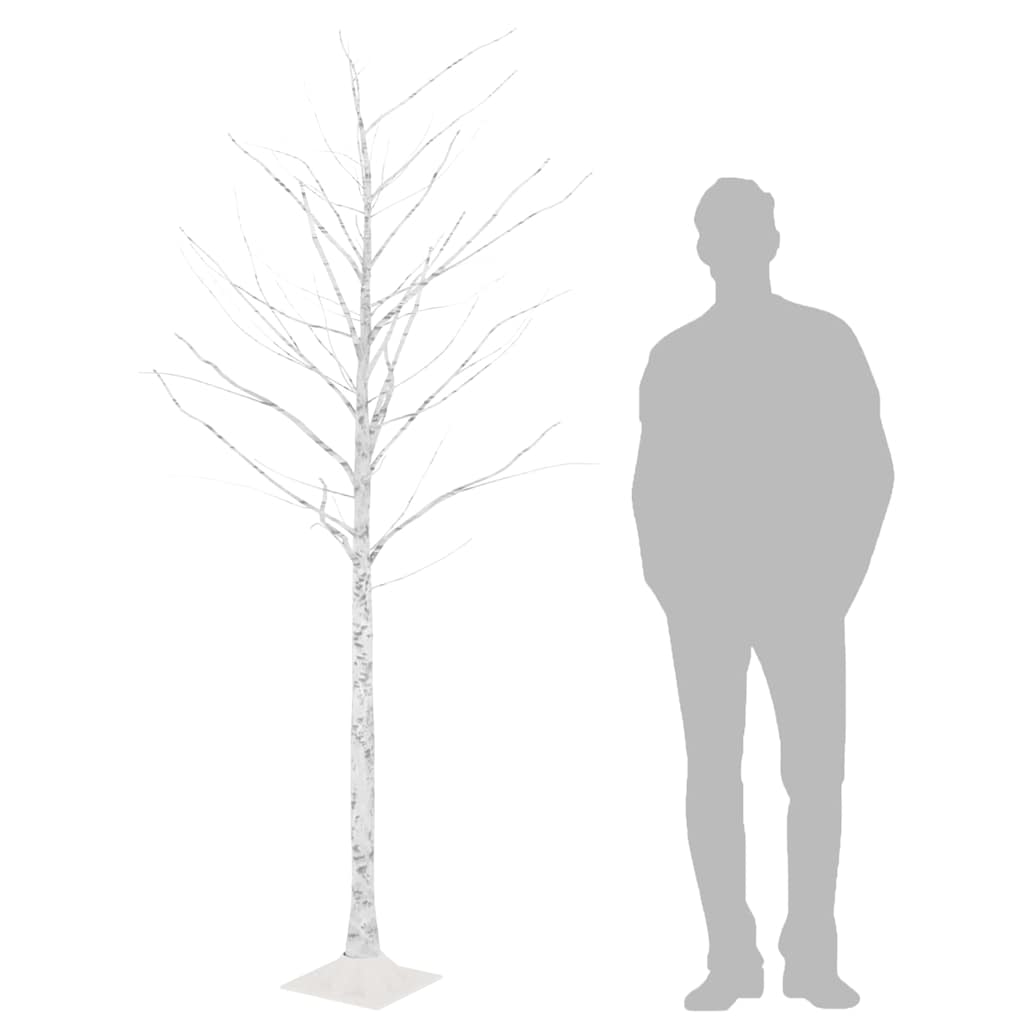 345145 vidaXL LED White Birch Tree Warm White 128 LEDs 220 cm