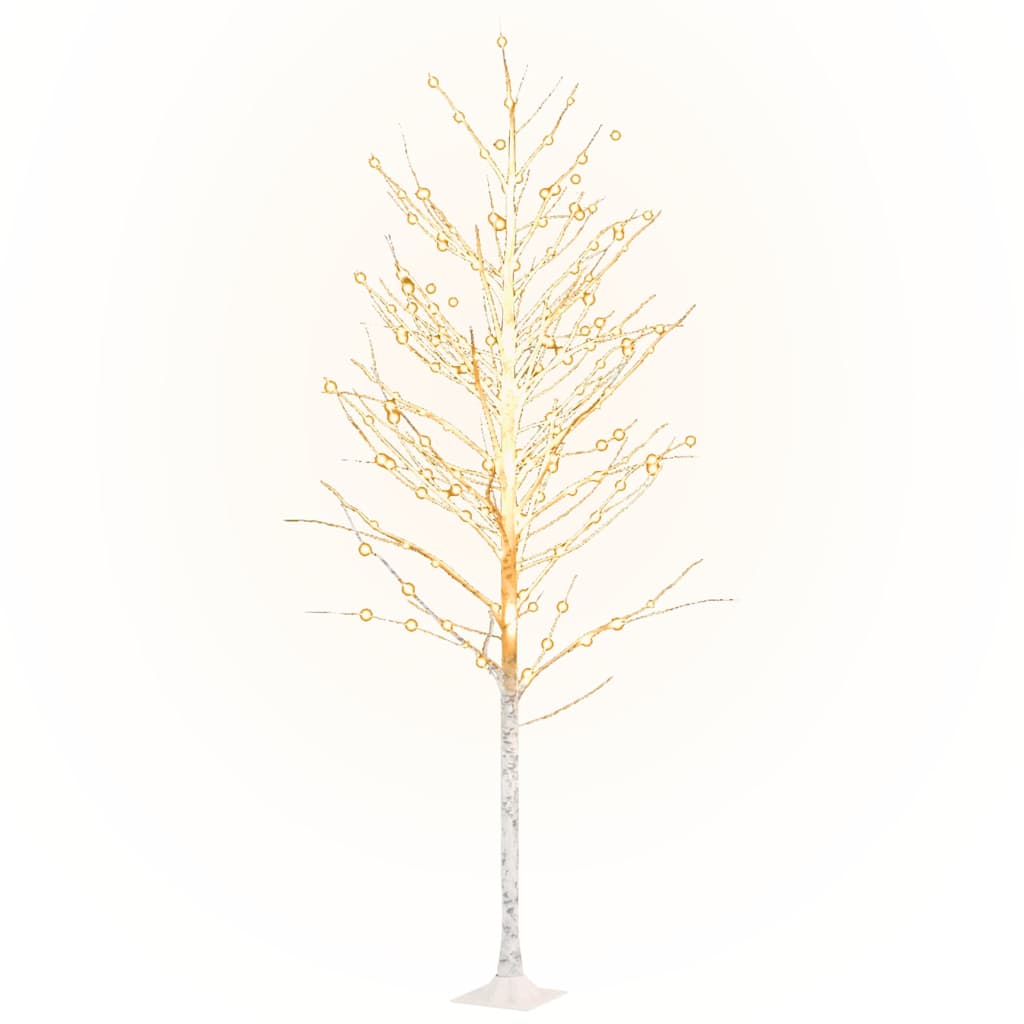 345146 vidaXL LED White Birch Tree Warm White 240 LEDs 300 cm
