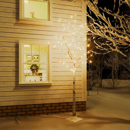 345146 vidaXL LED White Birch Tree Warm White 240 LEDs 300 cm