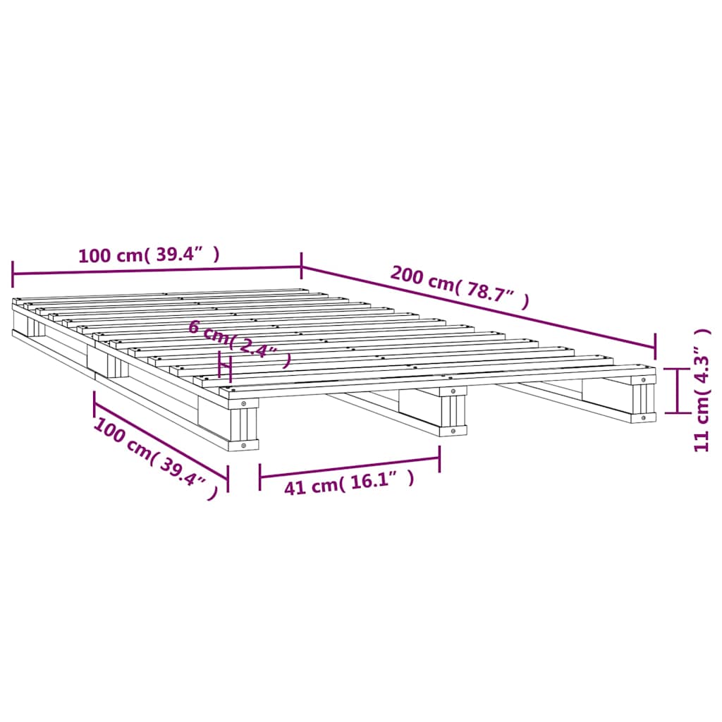 Pallet Bed | White | Solid pine wood | Single bed size | Durable