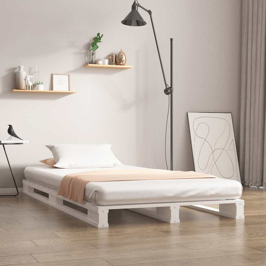 Pallet Bed | White | Solid pine wood | Single bed size | Durable