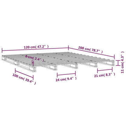 Pallet Bed | Grey | Solid pine wood | 120x200 cm | Simple | Pallet Bed