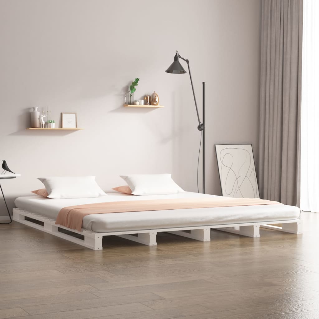 Pallet Bed | White | Solid pine wood | Double | Durable | Pallet Bed