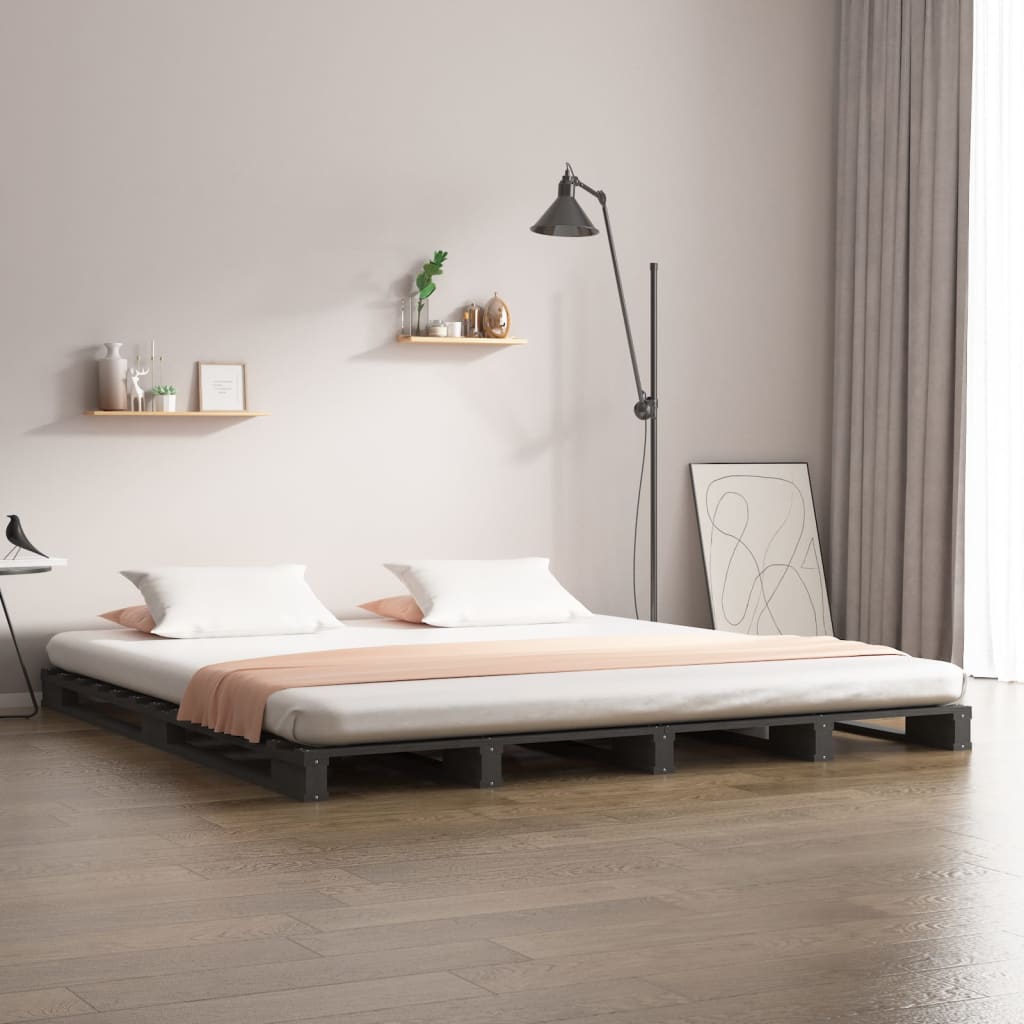 Pallet Bed | Grey | Solid pine wood | Double |  Durable  | Pallet Bed