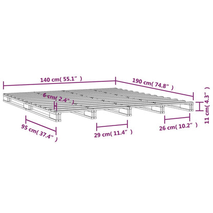 Pallet Bed | Black | Solid pine wood | Double | Durable | Pallet Bed