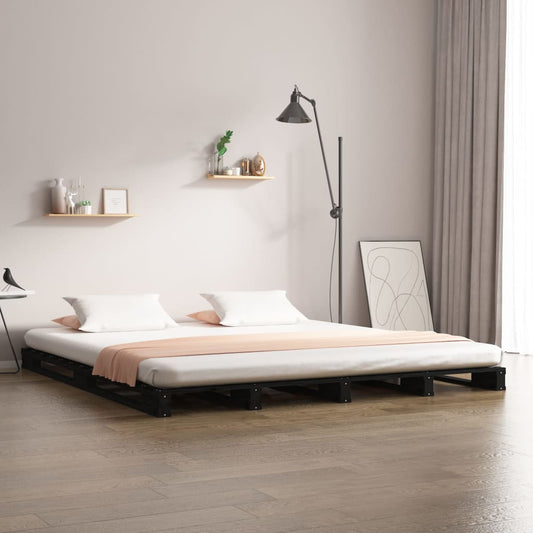 Pallet Bed | Black | Solid pine wood | Double | Durable | Pallet Bed