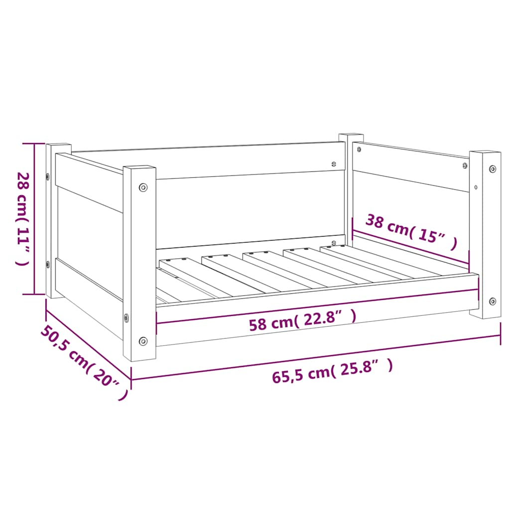 Dog Bed 65.5x50.5x28 cm Solid Pine Wood
