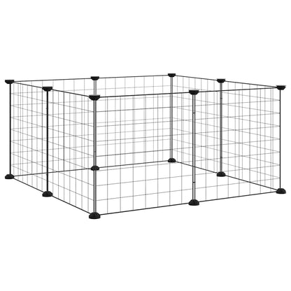 8-Panel Pet Cage Black 70x70x35 cm Steel