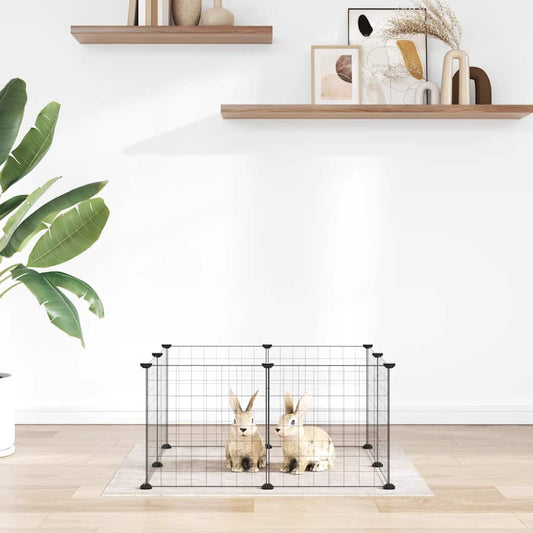 8-Panel Pet Cage Black 70x70x35 cm Steel