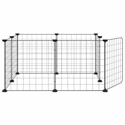 8-Panel Pet Cage with Door Black 70x70x35 cm Steel