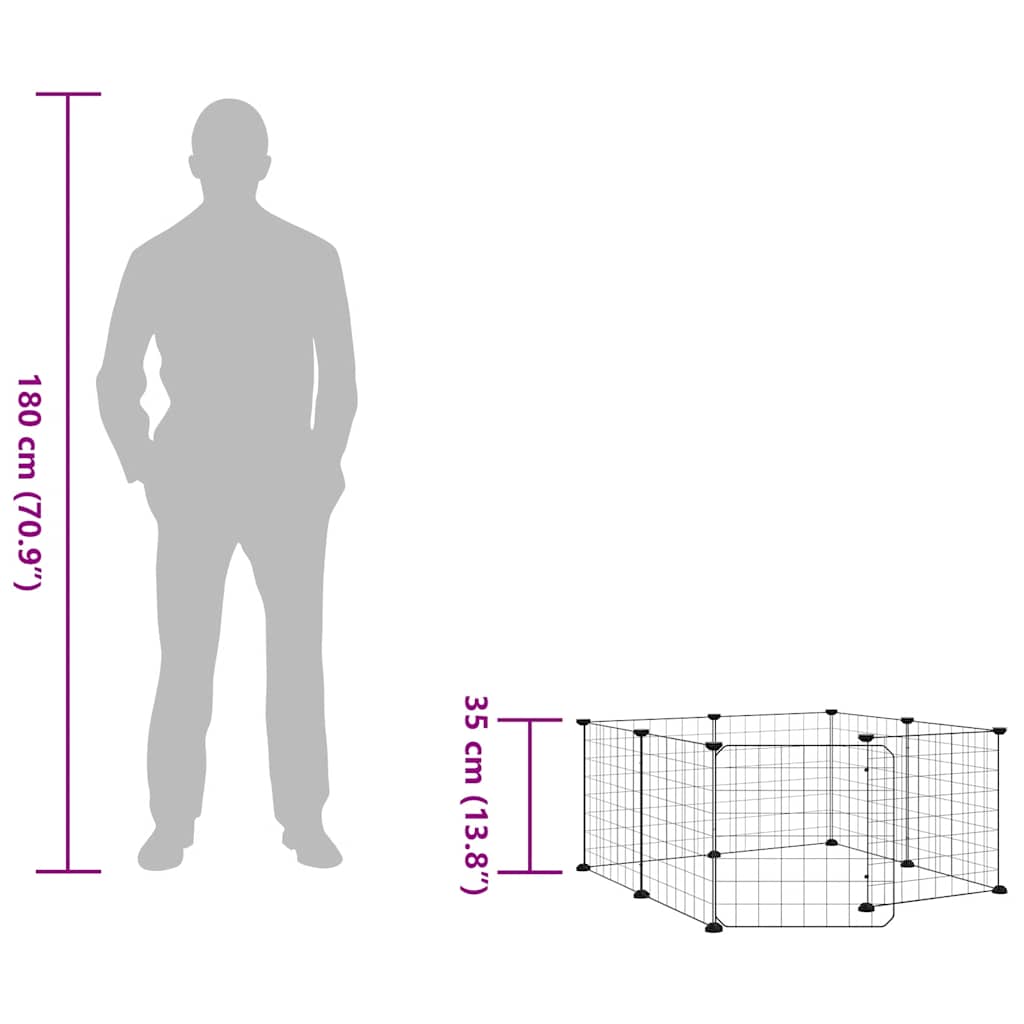 8-Panel Pet Cage with Door Black 35x35 cm Steel