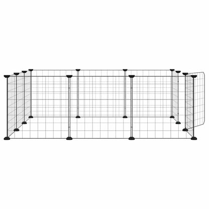 12-Panel Pet Cage with Door Black 105x105x35 cm Steel