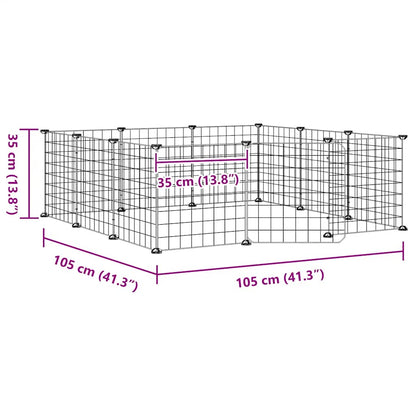 12-Panel Pet Cage with Door Black 105x105x35 cm Steel