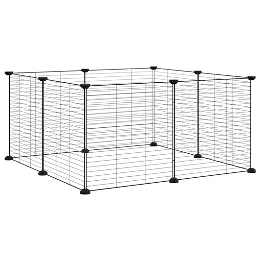8-Panel Pet Cage Black 70x70x35 cm Steel