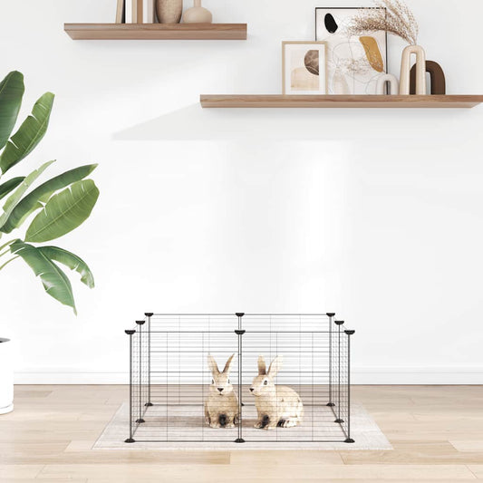 8-Panel Pet Cage Black 70x70x35 cm Steel