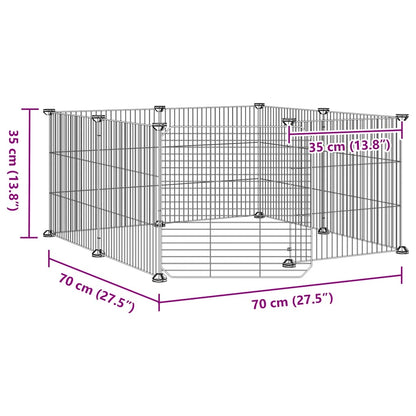 8-Panel Pet Cage with Door Black 70x70x35 cm Steel