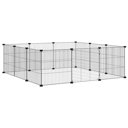 12-Panel Pet Cage with Door Black 105x105x35 cm Steel