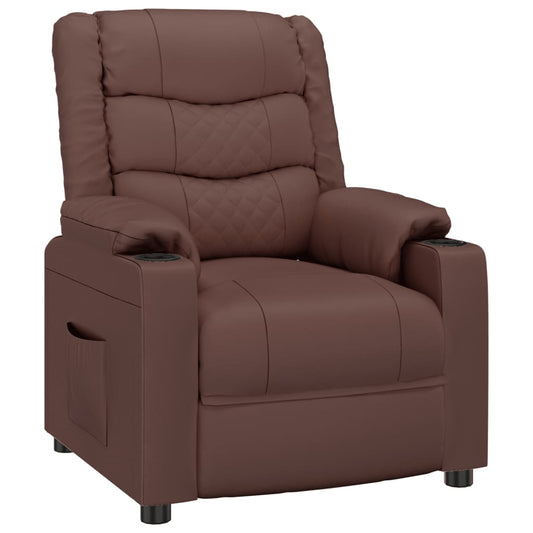 Recliner Chair Brown Faux Leather