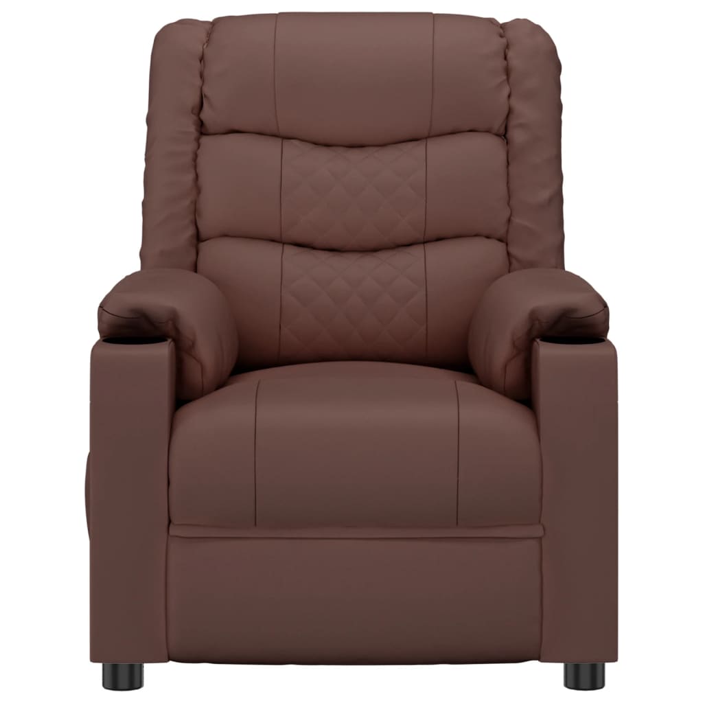 Recliner Chair Brown Faux Leather