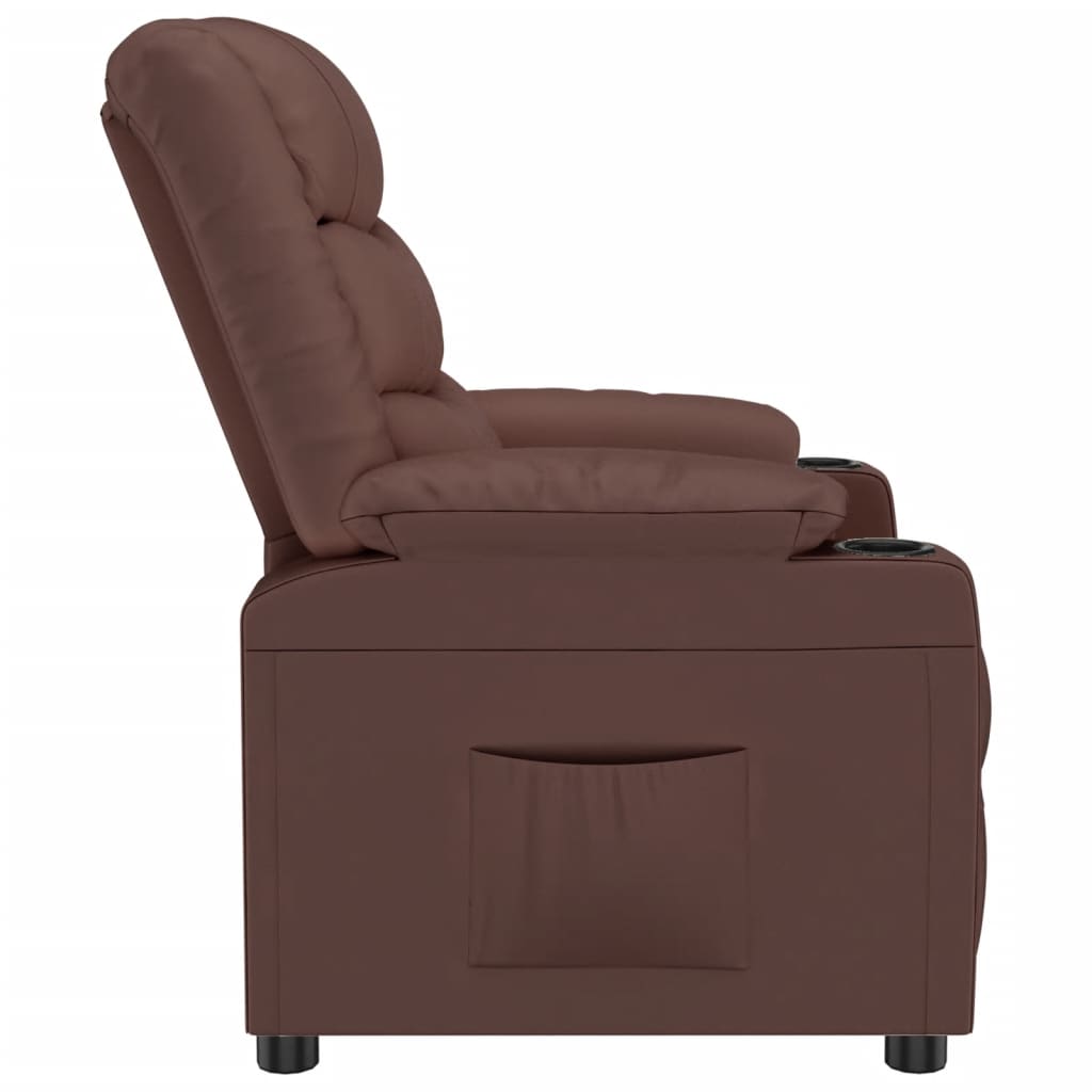 Recliner Chair Brown Faux Leather