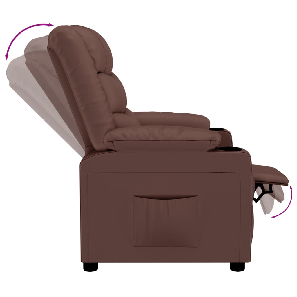 Recliner Chair Brown Faux Leather